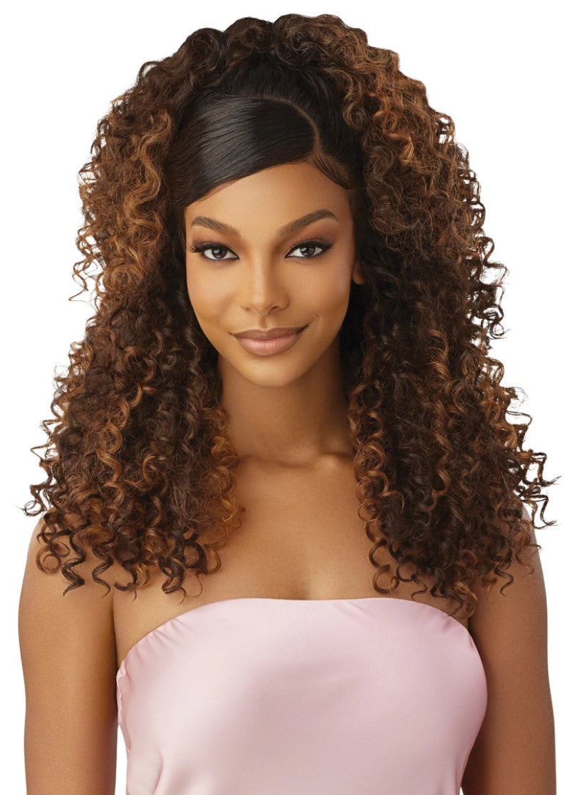 Outre Airtied Human Hair Blend Glueless 100% Fully Hand-Tied 13X6 HD Lace Front Wig DOMINICAN CURLY 22"