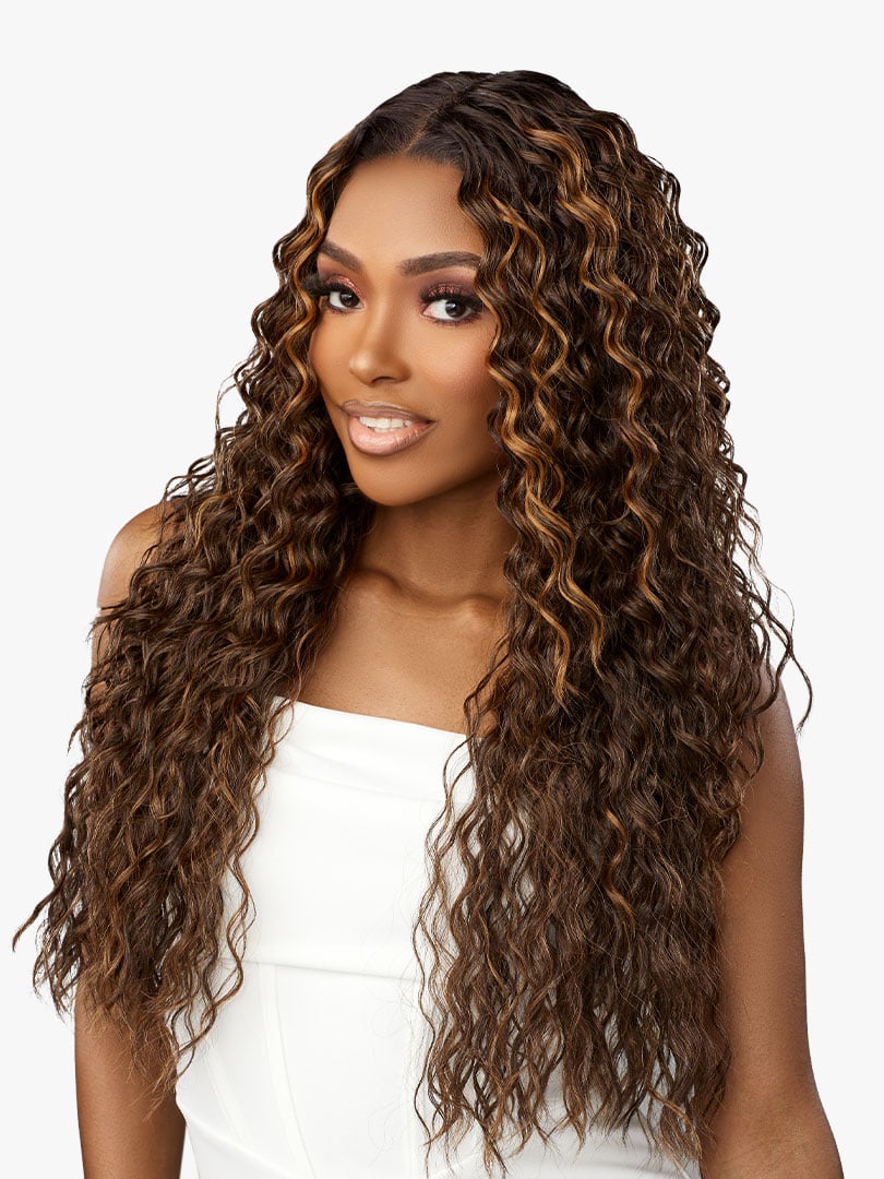 Sensationnel Human Hair Blend Butta Glueless HD Lace Front Wig WATER DEEP 28
