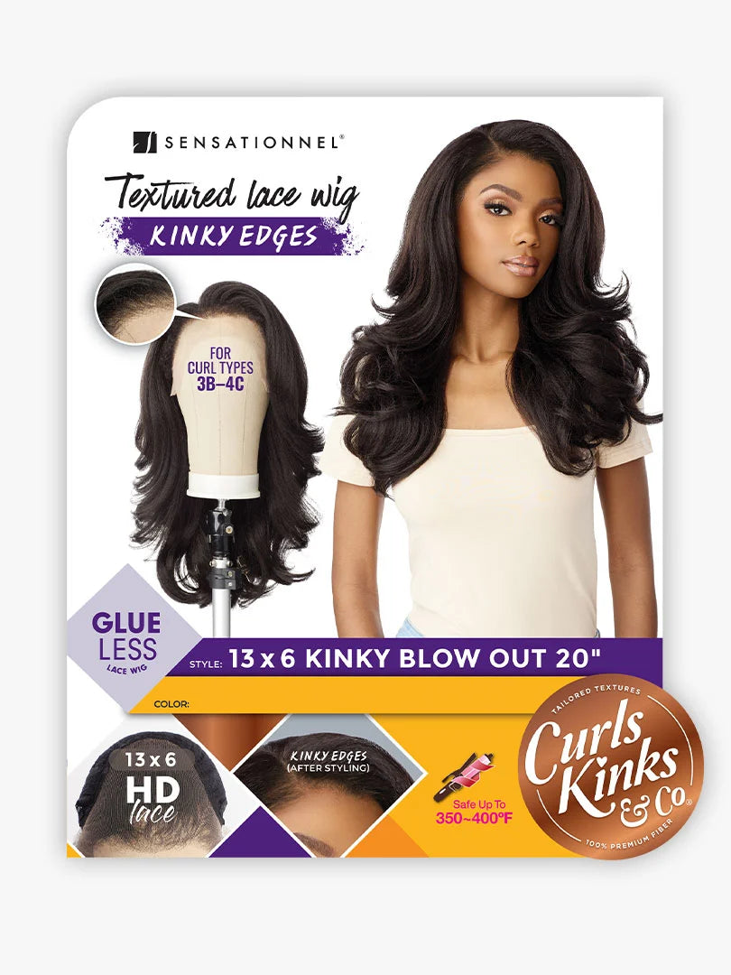 Sensationnel Curls Kinks Glueless HD 13x6 Lace Front Wig 13x6 KINKY BLOW OUT Kinky Edges 20"