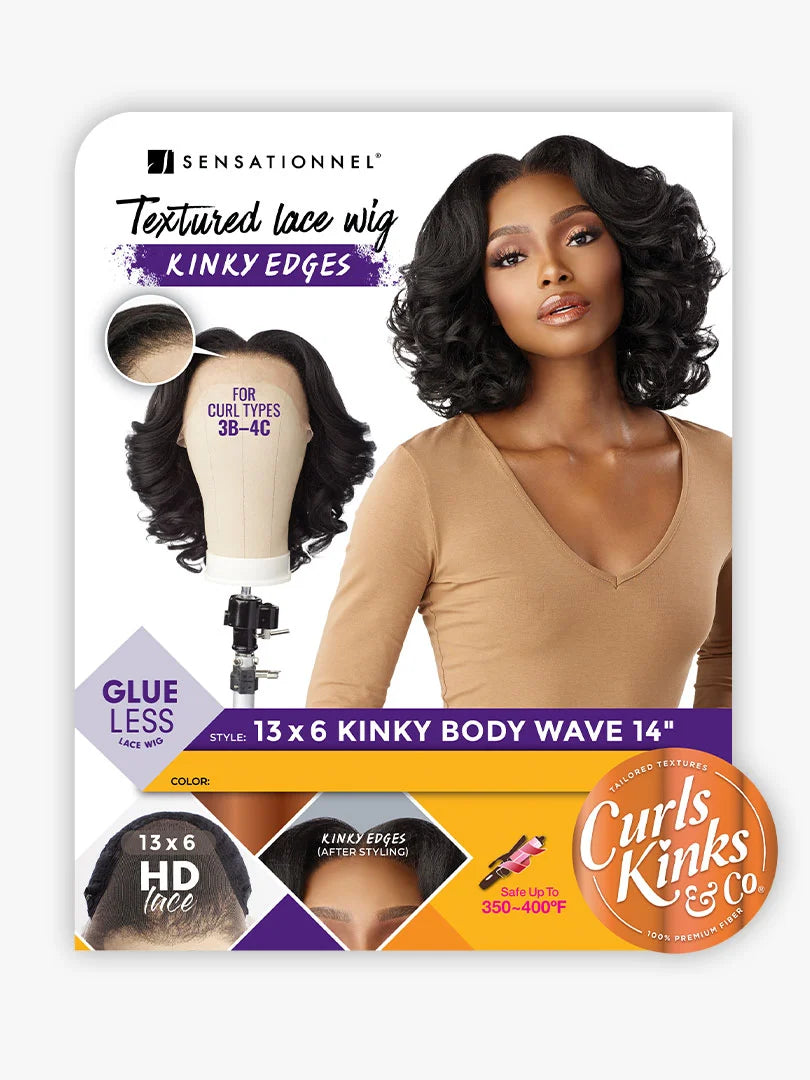 Sensationnel Curls Kinks & Co Synthetic Hair 13x6 Glueless HD Lace Wig KINKY BODY WAVE 14