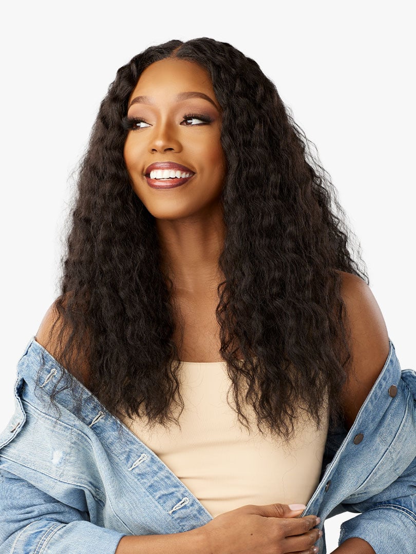 Sensationnel Curls Kinks Textured Lace Kinky Edges Glueless Y-Part HD Lace Front Wig KINKY BRAID OUT 20"