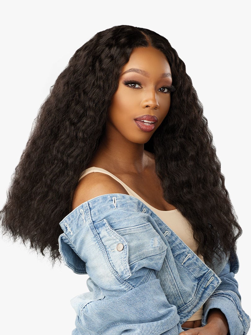Sensationnel Curls Kinks Textured Lace Kinky Edges Glueless Y-Part HD Lace Front Wig KINKY BRAID OUT 20"