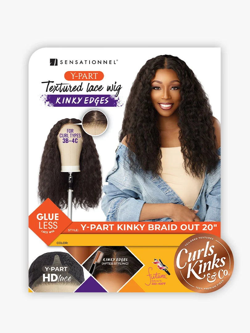 Sensationnel Curls Kinks Textured Lace Kinky Edges Glueless Y-Part HD Lace Front Wig KINKY BRAID OUT 20"
