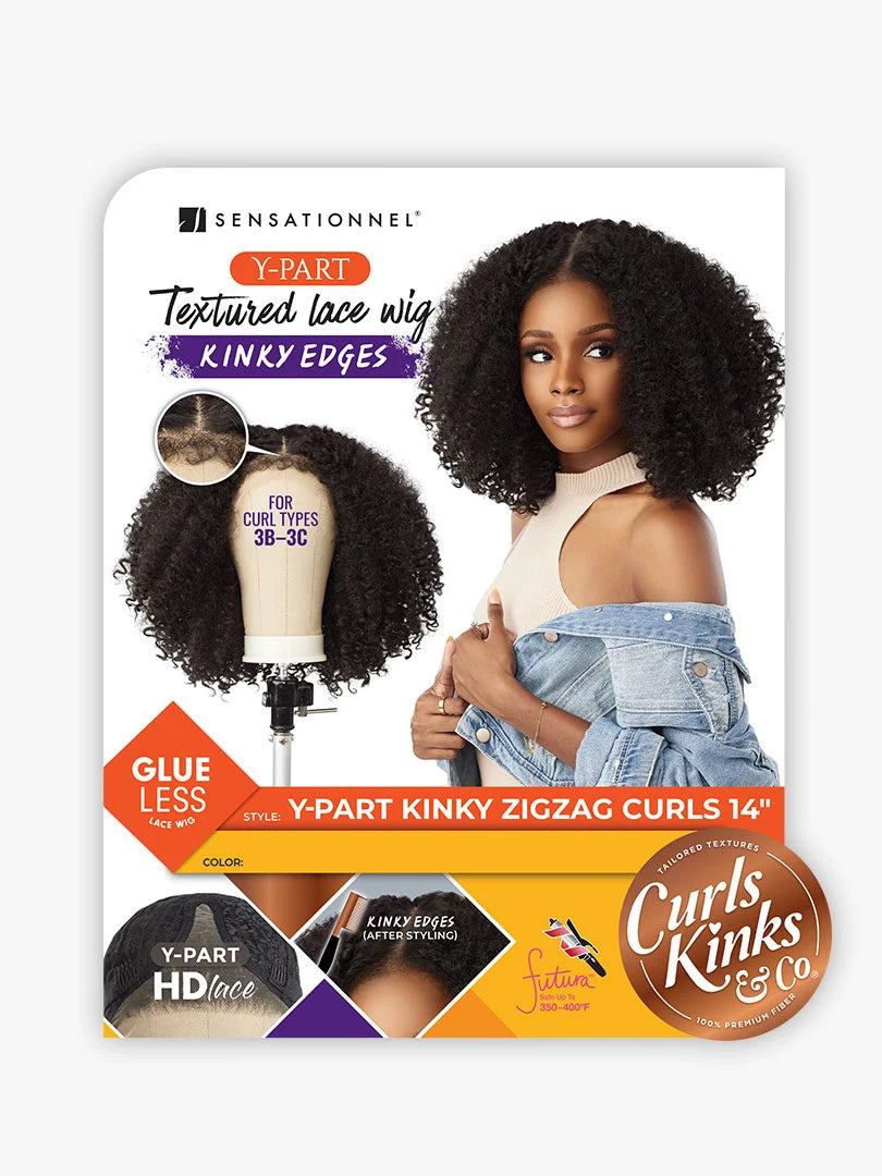Sensationnel Curls Edges Glueless Y-Part HD Lace Front Wig KINKY ZIGZAG CURLS 14"
