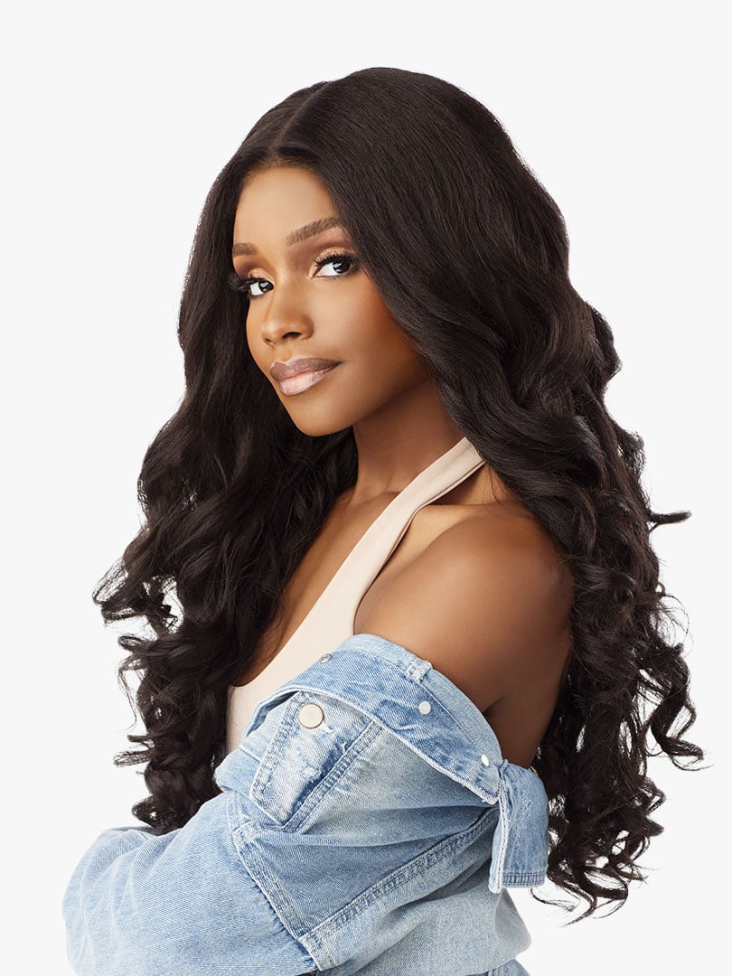 Sensationnel Curls Textured Lace Glueless Y-Part HD Lace Front Wig KINKY Edges LOOSE SPIRAL 24"