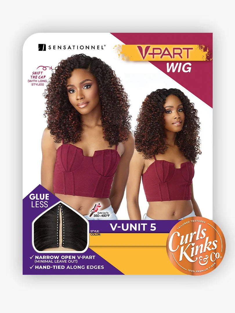Sensationnel Curls Kinks & Co Synthetic Hair Glueless V Part Wig V UNIT 5