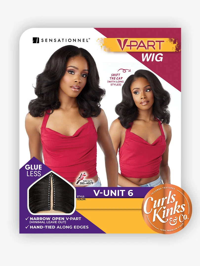Sensationnel Curls Kinks & Co Synthetic Hair Glueless V Part Wig V UNIT 6