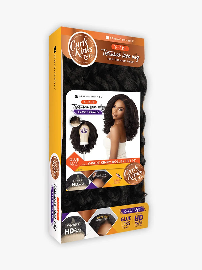 Sensationnel Curls Kinks & Co Synthetic Hair Glueless HD Lace Wig Y PART KINKY ROLLER SET 16