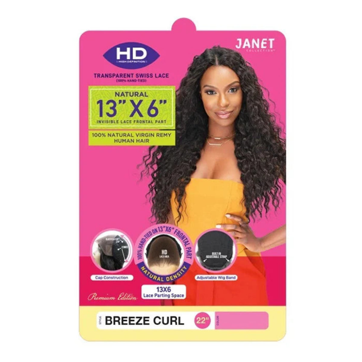 Janet Collection Natural 100% Virgin Remy Human Hair HD 360 Lace 13x6 Front Wig BREEZE CURL WIG 14"