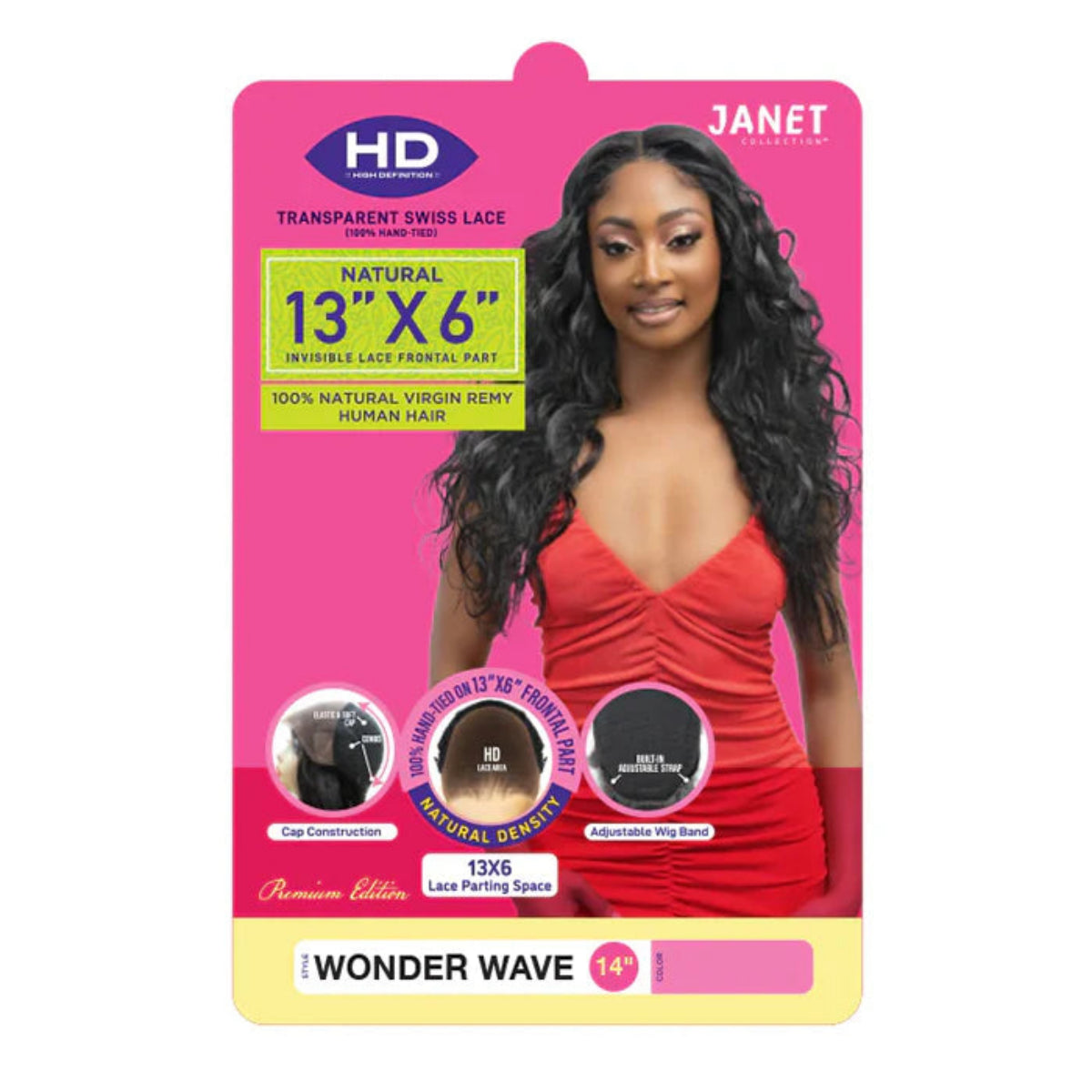 Janet Collection Natural 100% Virgin Remy Human Hair HD 360 Lace 13x6 Front Wig WONDER WAVE WIG 26"