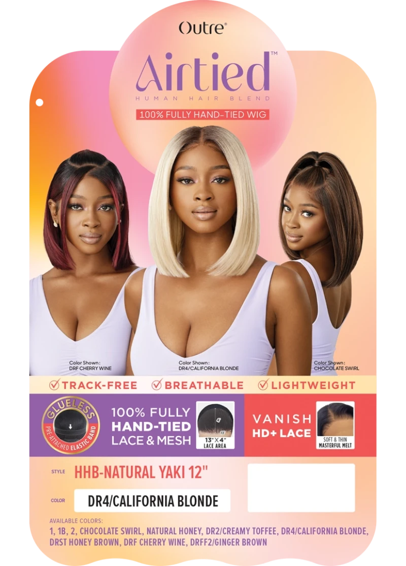 Outre Airtied Glueless Human Hair Blend 13x4 HD Lace Front Wig NATURAL YAKI 12"