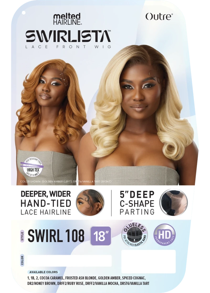 Outre Melted Hairline Swirlista Glueless HD Lace Front Wig 5" DEEP-C PART Shape Parting SWIRL 108