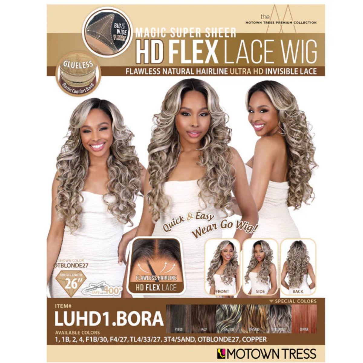 Motown Tress Glueless HD Flex Y-Part Lace Front Wig LUHD1.BORA