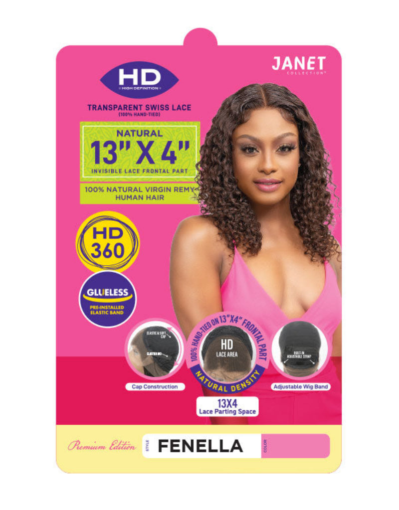 Janet Collection Natural Glueless 100% Virgin Remy Human Hair HD Lace 13x4 Front Wig FENELLA