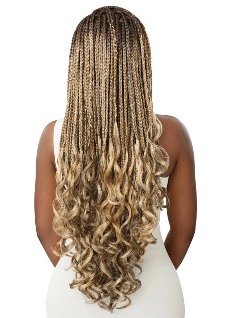 Outre Glueless Synthetic Hand-Tied Pre-Braided 13X4 HD Lace Front Wig FRENCH CURL BOX BRAID 32"