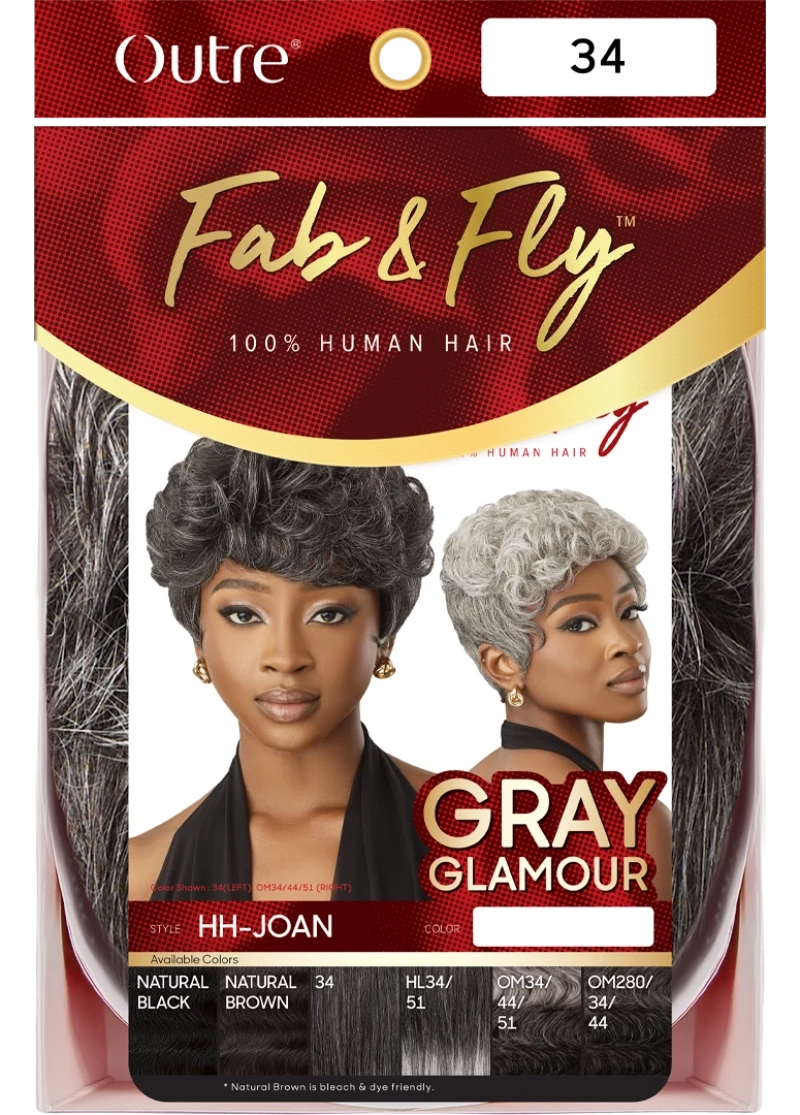 Outre Fab & Fly 100% Human Hair Gray Glamour Full Wig JOAN