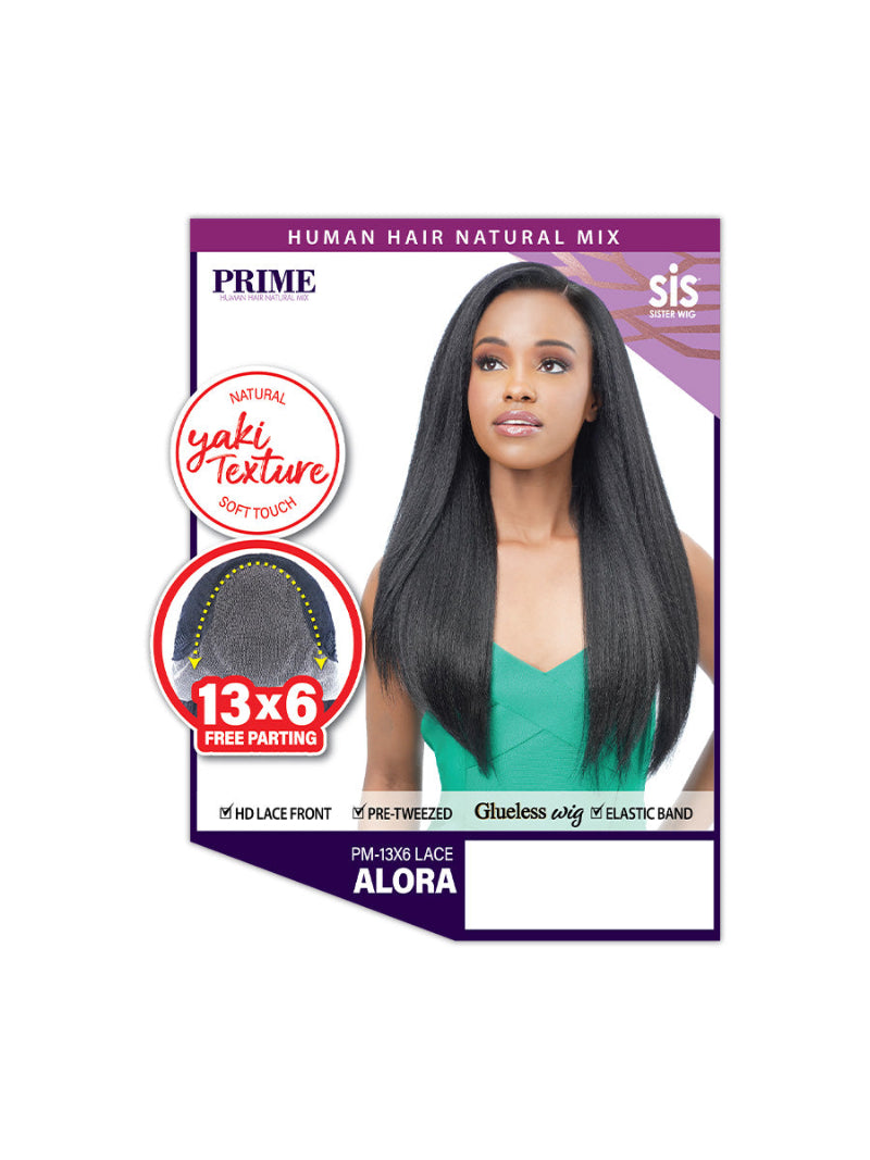 Zury Sis Yaki Texture Glueless Human Hair Blend 13x6 HD Lace Front Wig ALORA