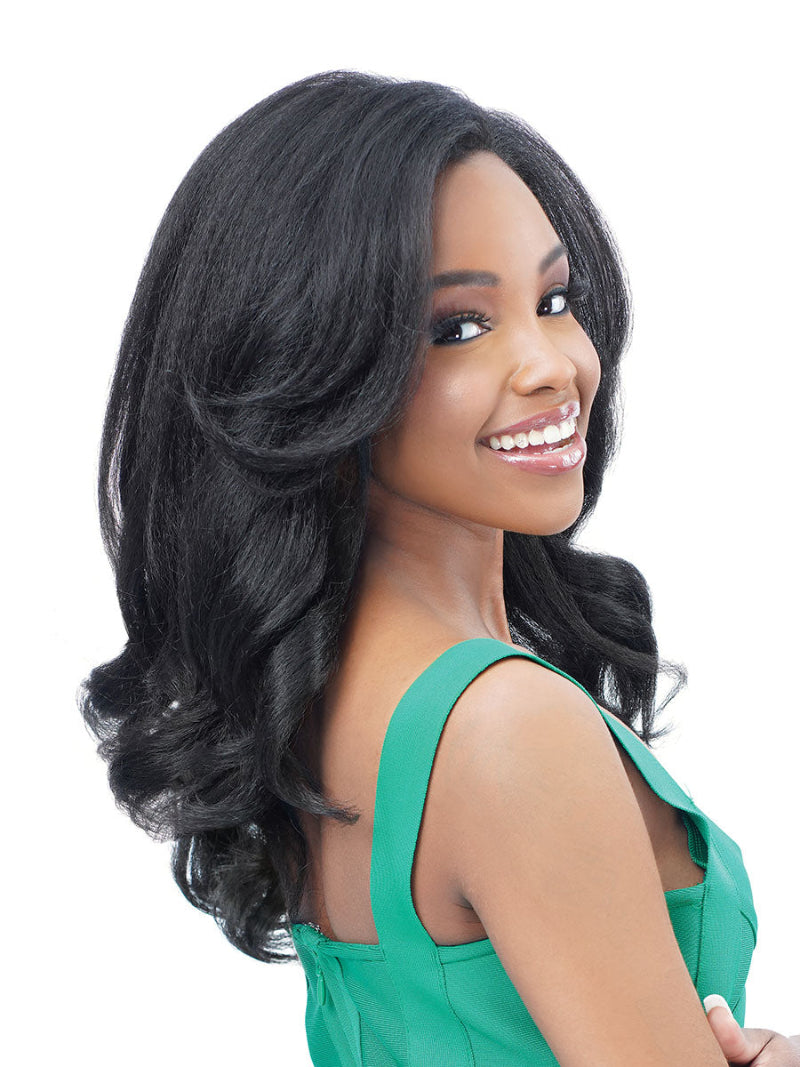 Zury Sis Yaki Texture Glueless Human Hair Blend 13x6 HD Lace Front Wig OLINDA