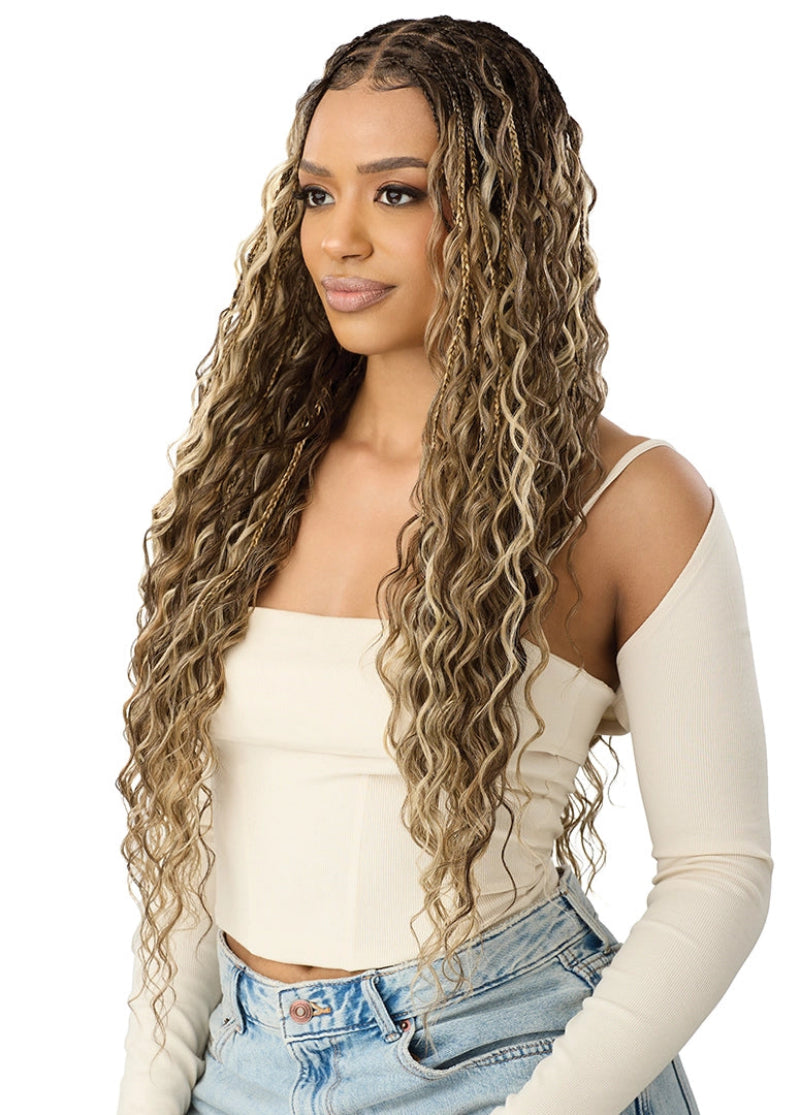Outre 100% Full Hand Tied Glueless HD Whole Lace Wig BOHO MERMAID BOX BRAID 32"