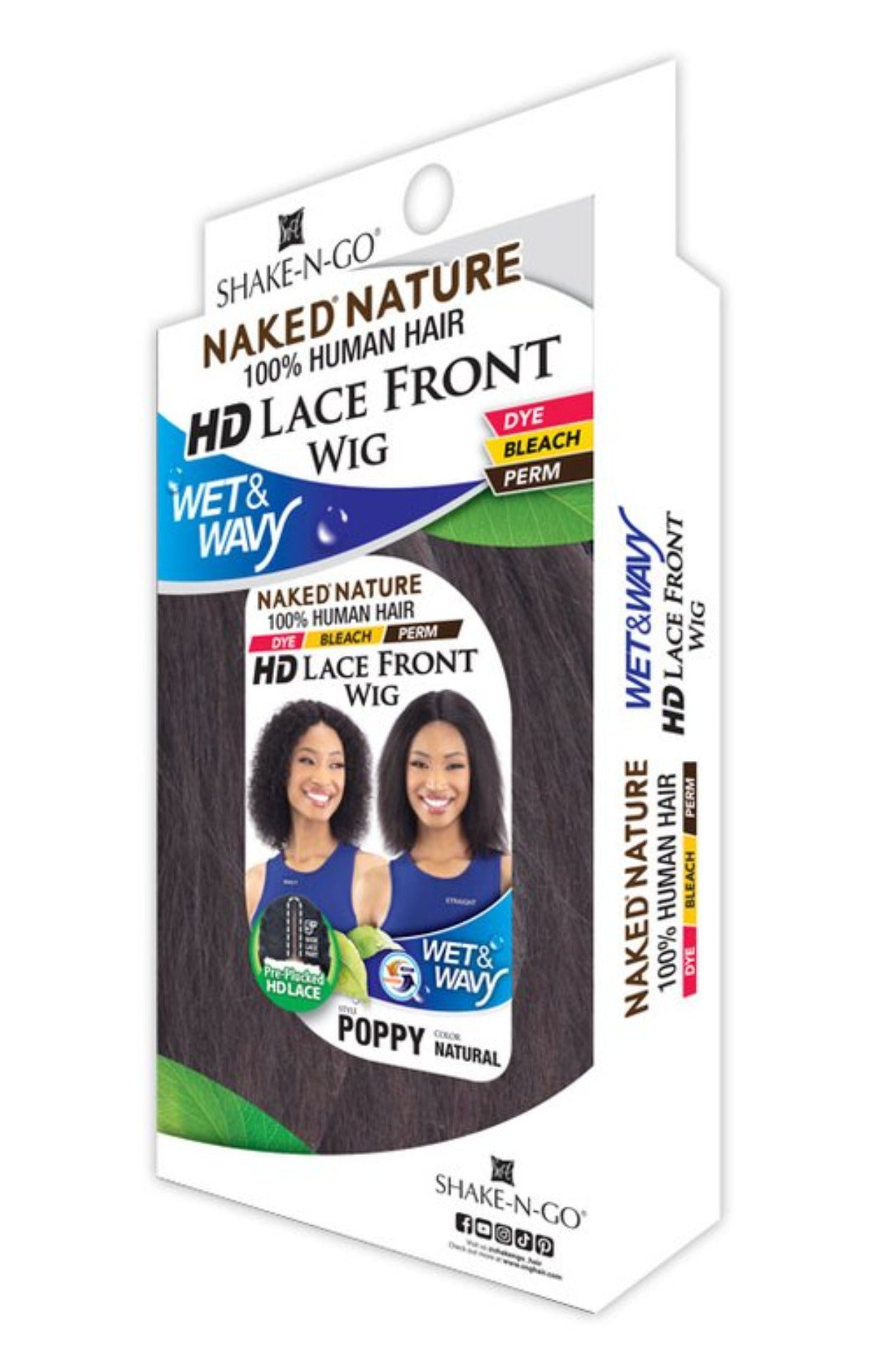 Shake N Go Naked Nature 100% Human Hair HD Lace Front Wig Wet & Wavy POPPY