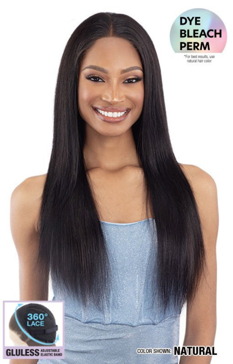 Shake N Go Glossy 100% Virgin Remy Human Hair 360 13x4 Glueless HD Lace Frontal Wig STRAIGHT 24