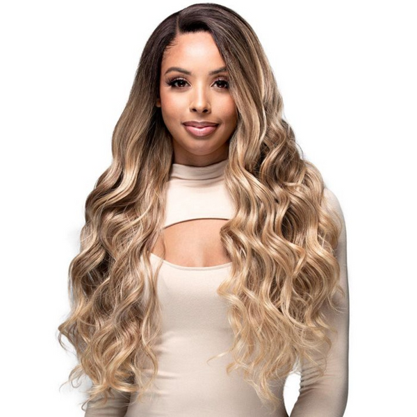 Bobbi Boss Glueless Human Hair Blend 13x4 HD Lace Front Wig Pre-Plucked MBLF403 HANNIE