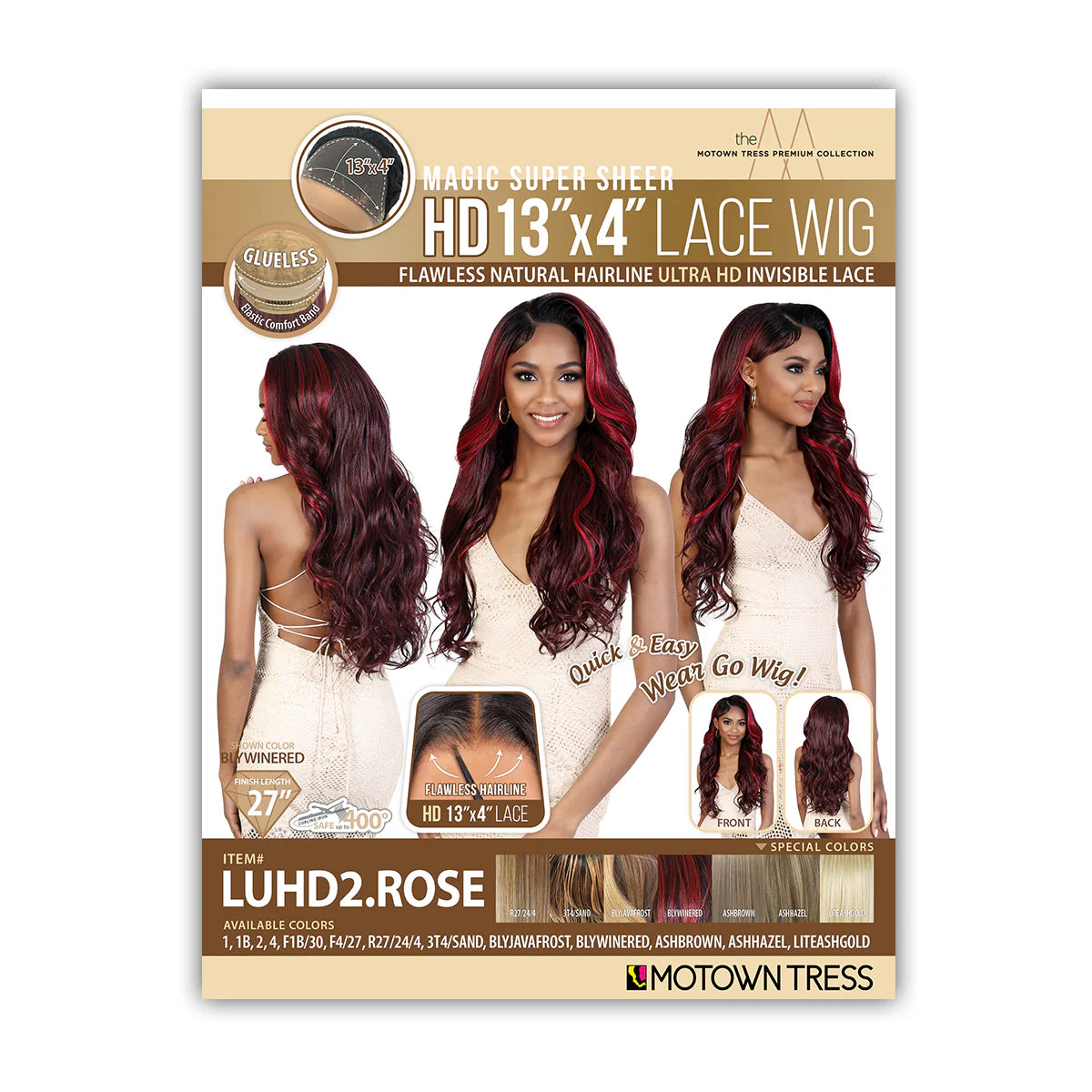 Motown Tress Glueless HD 13x4 Lace Front Wig LUHD2.ROSE