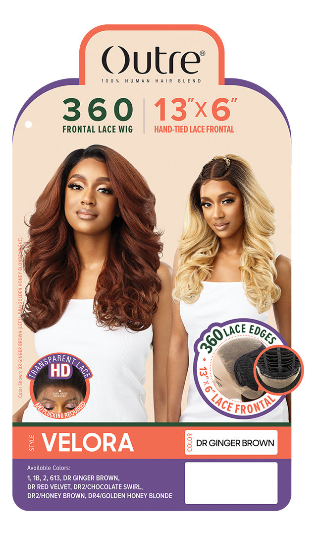 Outre 360 Frontal Lace 100% Human Hair Blend 13X6 HD Lace Front Wig VELORA