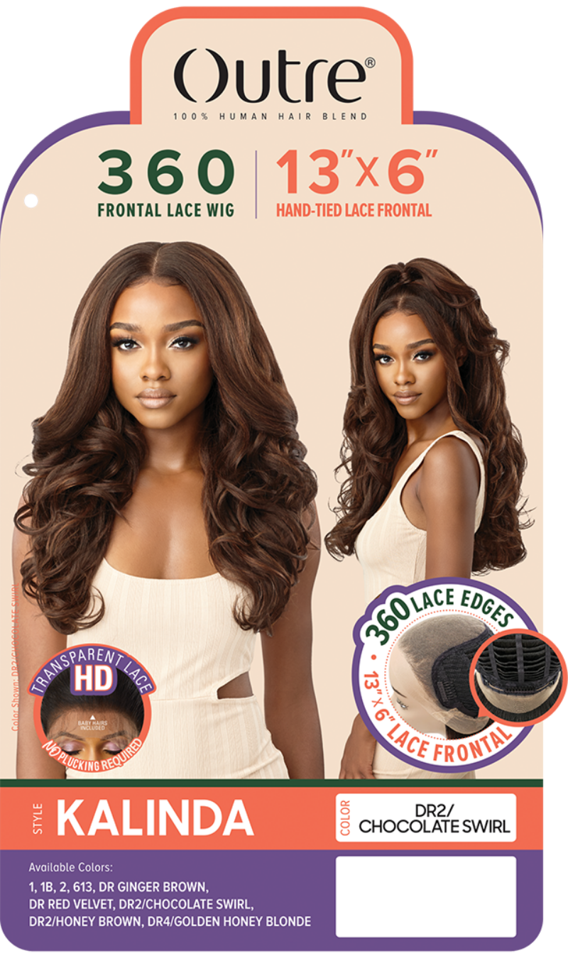 Outre 100% Human Hair Blend 360 HD Frontal Lace Wig KALINDA