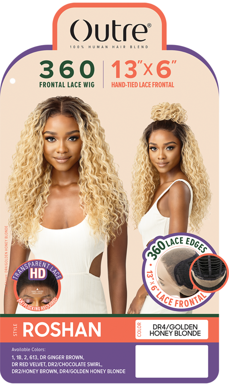 Outre 360 Frontal Lace 100% Human Hair Blend 13X6 HD Lace Front Wig ROSHAN