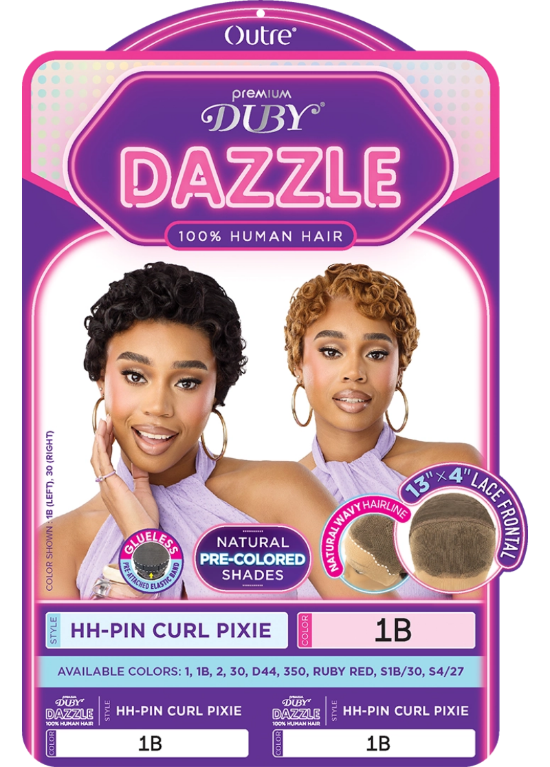 Outre Premium Duby Dazzle 100% Human Hair Glueless 13x4 Lace Frontal Wig PIN CURL PIXIE
