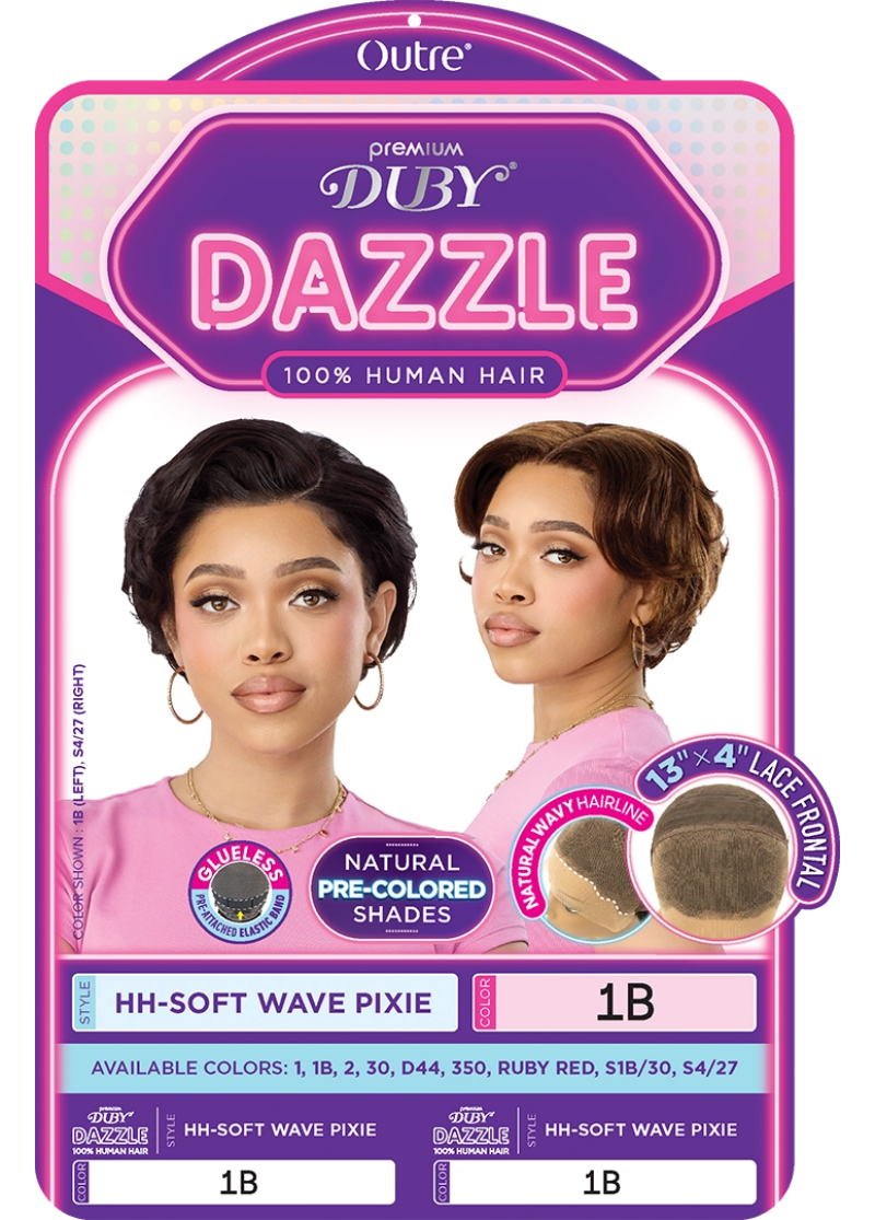 Outre Premium Duby Dazzle 100% Human Hair Glueless 13x4 Lace Frontal Wig Soft Wave Pixie