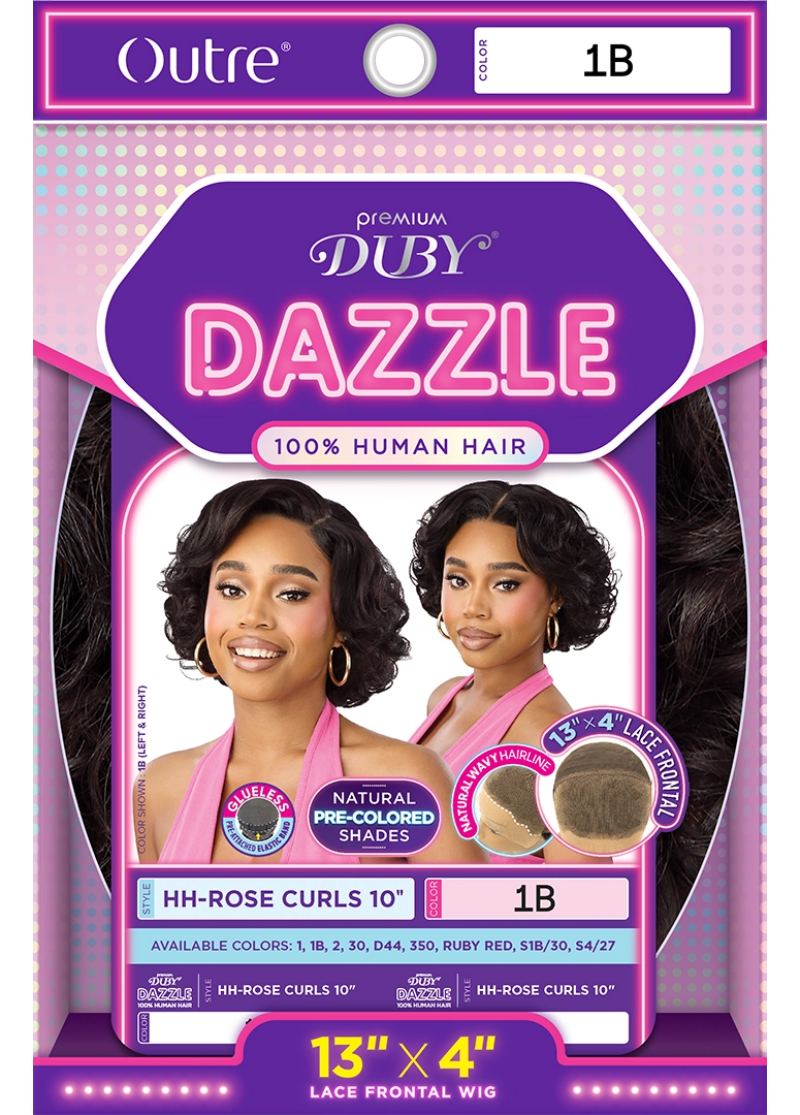 Outre Premium Duby Dazzle 100% Human Hair Glueless 13x4 Lace Frontal Wig Rose Curls 10