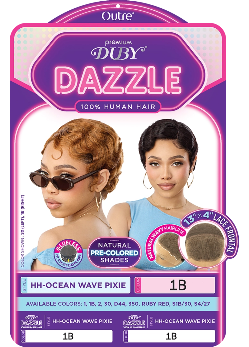 Outre Premium Duby Dazzle 100% Human Hair Glueless 13x4 Lace Frontal Wig OCEAN WAVE PIXIE