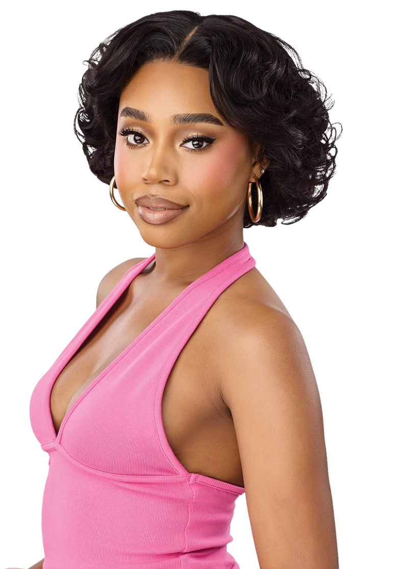 Outre Premium Duby Dazzle 100% Human Hair Glueless 13x4 Lace Frontal Wig Rose Curls 10