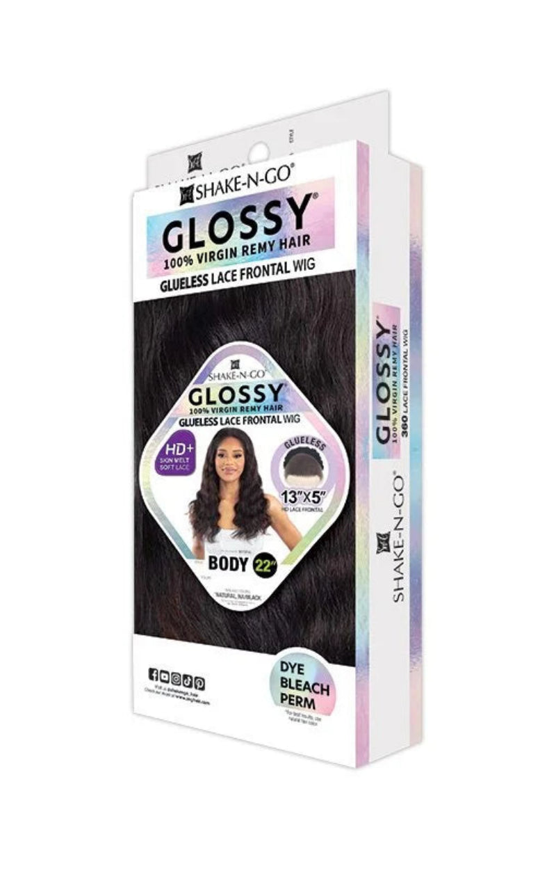 Shake N Go Glossy 100% Virgin Remy Hair Glueless 13x5 HD Lace Front Wig BODY 22"