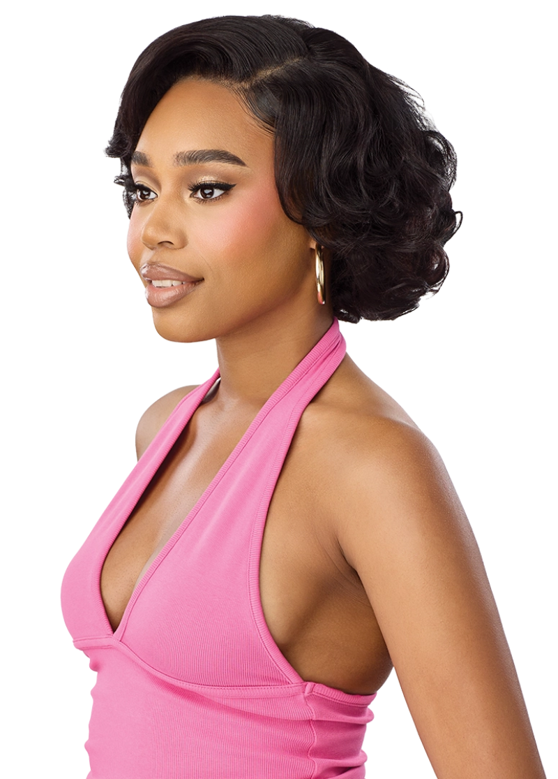 Outre Premium Duby Dazzle 100% Human Hair Glueless 13x4 Lace Frontal Wig Rose Curls 10