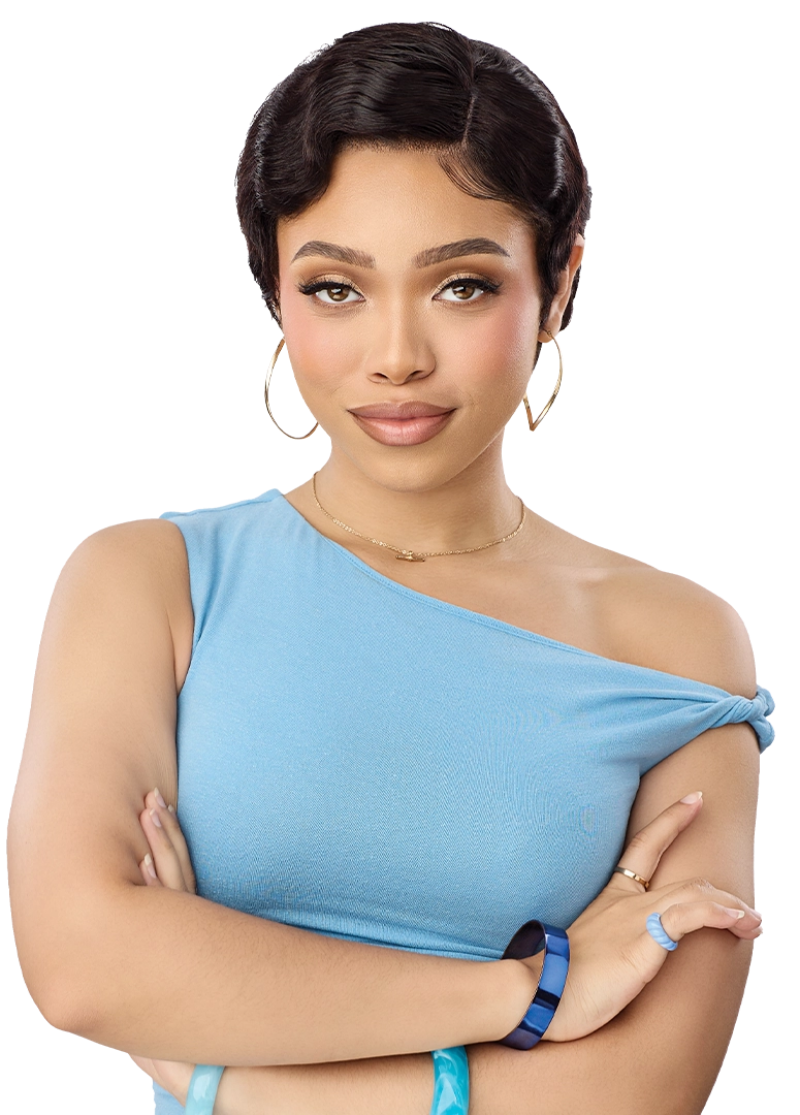 Outre Premium Duby Dazzle 100% Human Hair Glueless 13x4 Lace Frontal Wig OCEAN WAVE PIXIE