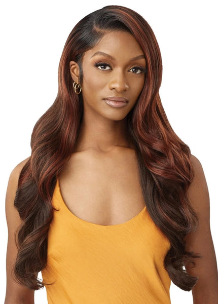 Outre Airtied Human Hair Blend Glueless 100% Fully Hand-Tied 13X6 HD Lace Front Wig GLAM WAVES 28"