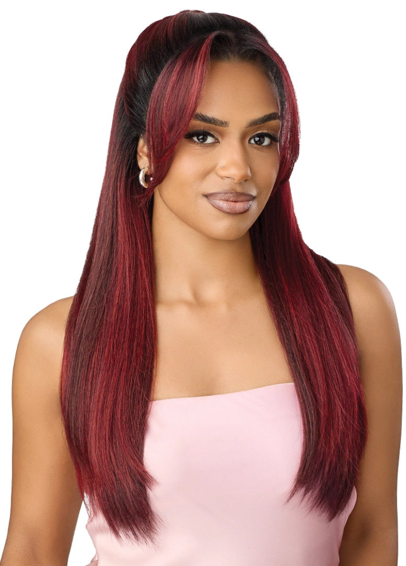 Outre Airtied Glueless Human Hair Blend 13x6 HD Lace Frontal 100% Fully Hand-Tied Wig SOFT YAKI 24"
