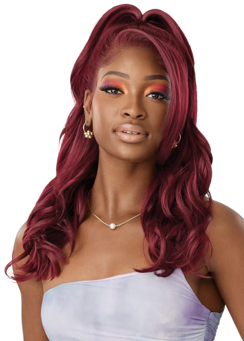 Outre Glueless 100% Fully Hand-Tied Human Hair Blend 13x6 HD Lace Front Wig Natural Wave 20