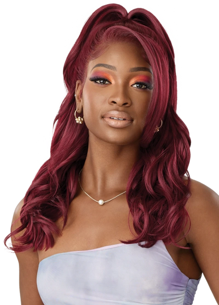 Outre Glueless 100% Fully Hand-Tied Human Hair Blend 13x6 HD Lace Front Wig Natural Wave 20