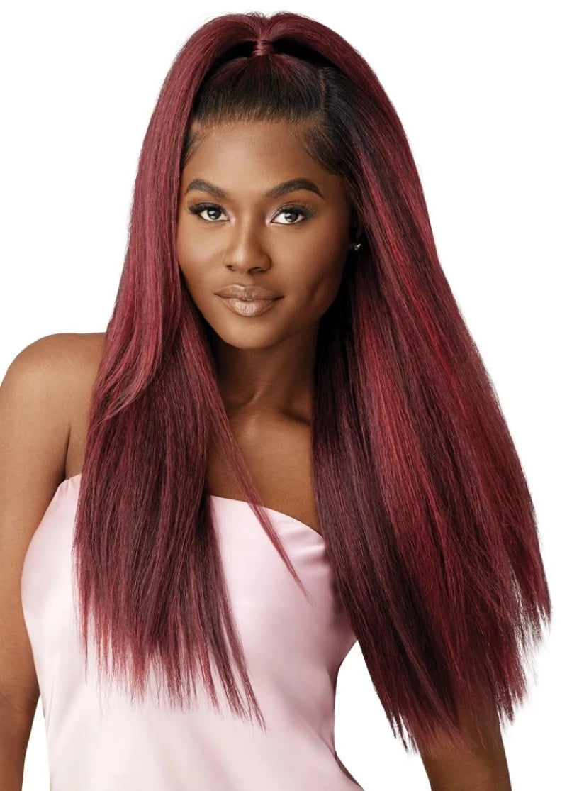 Outre Airtied Glueless Human Hair Blend 13x6 HD Lace Front Wig Perm Yaki 26