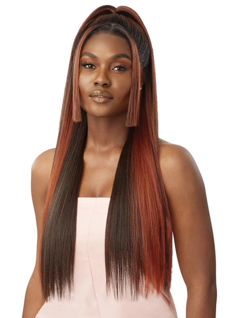 Outre Airtied Human Hair Blend Glueless 100% Fully Hand-Tied 13X6 HD Lace Front Wig Sleek Yaki 28"