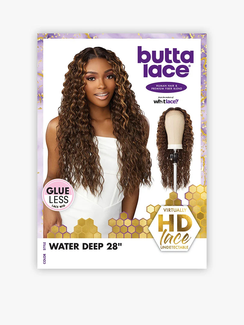 Sensationnel Human Hair Blend Butta Glueless HD Lace Front Wig WATER DEEP 28