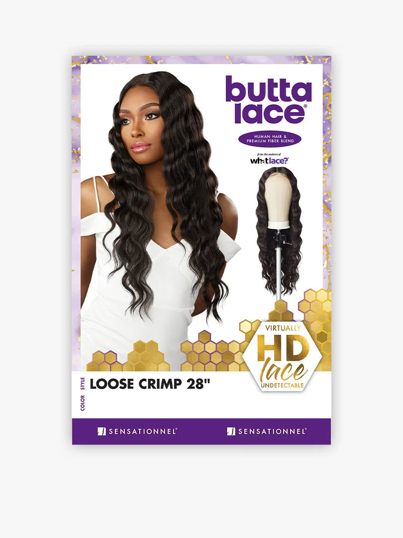 Sensationnel Human Hair Blend Butta HD Lace Front Wig LOOSE CRIMP 28