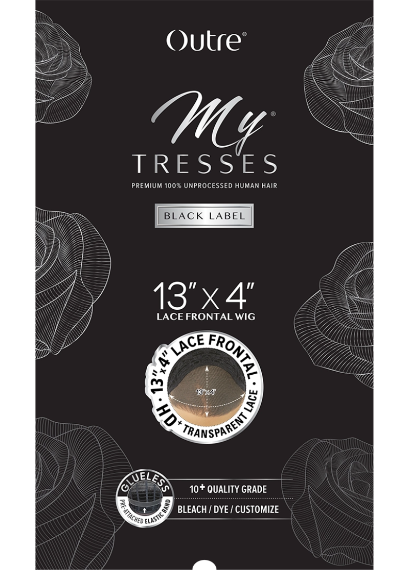 Outre My Tresses Black Label Glueless HD 13x5 Lace Frontal Wig 100% Unprocessed Human Hair Straight Bob 12"