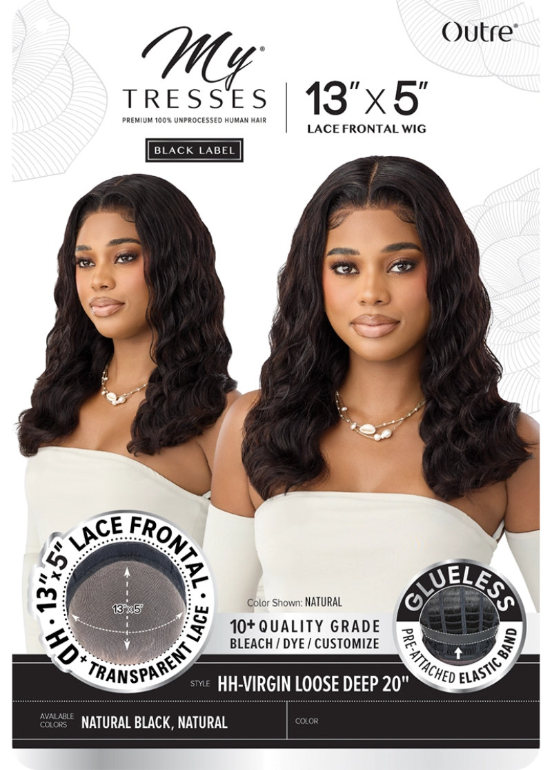 Outre My Tresses Black Label Glueless HD 13x5 Lace Frontal Wig 100% Unprocessed Human Hair  VIRGIN LOOSE DEEP 20"