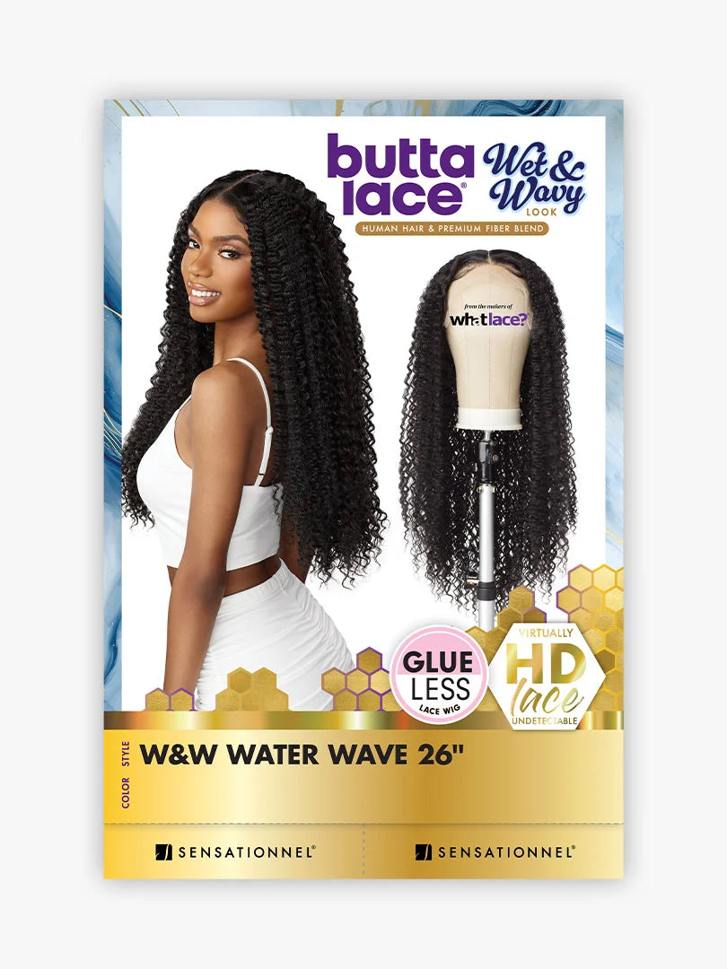Sensationnel Butta Lace Wet and Wavy Glueless Human Hair Blend HD Lace Front Wig WATER WAVE 26