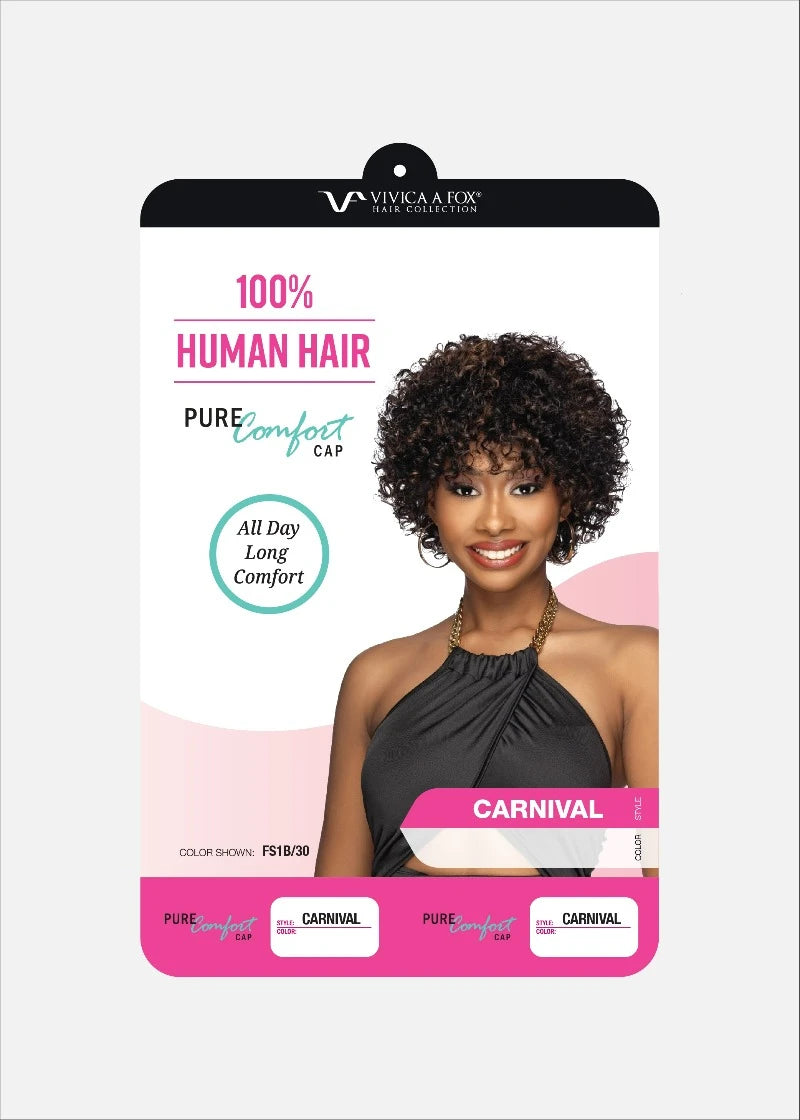 Vivica Fox Pure Comfort Cap Full 100% Premium Human Hair Wig CARNIVAL